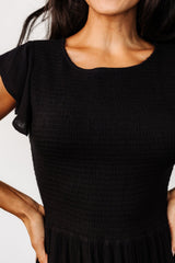 Loretta Smocked Midi Dress | Black