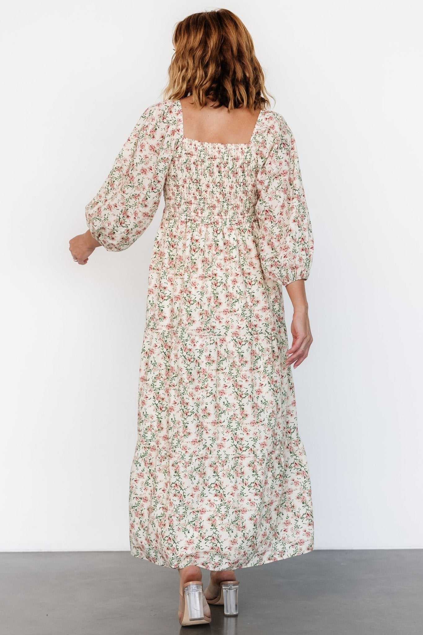 Louisa Smocked Maxi Dress | Cream Floral