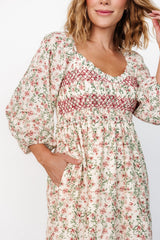 Louisa Smocked Maxi Dress | Cream Floral