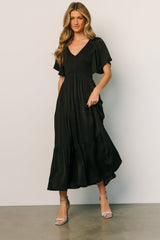 Lovell Smocked Midi Dress | Black