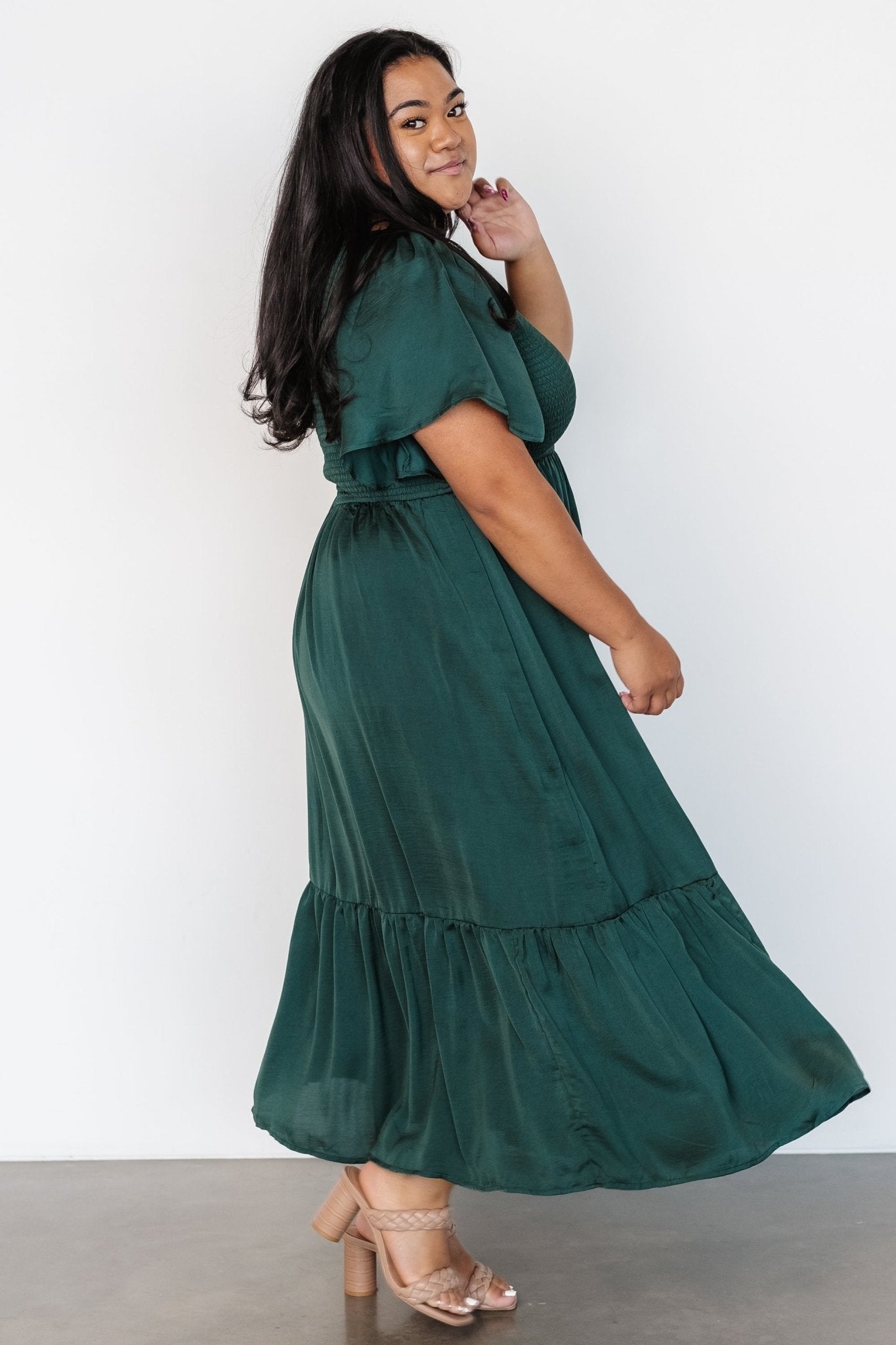 Lovell Smocked Midi Dress | Emerald