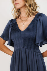 Lovell Smocked Midi Dress | Midnight Blue