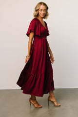 Lovell Smocked Midi Dress | Wine