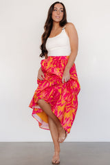 Luana Tiered Skirt | Orange + Fuchsia