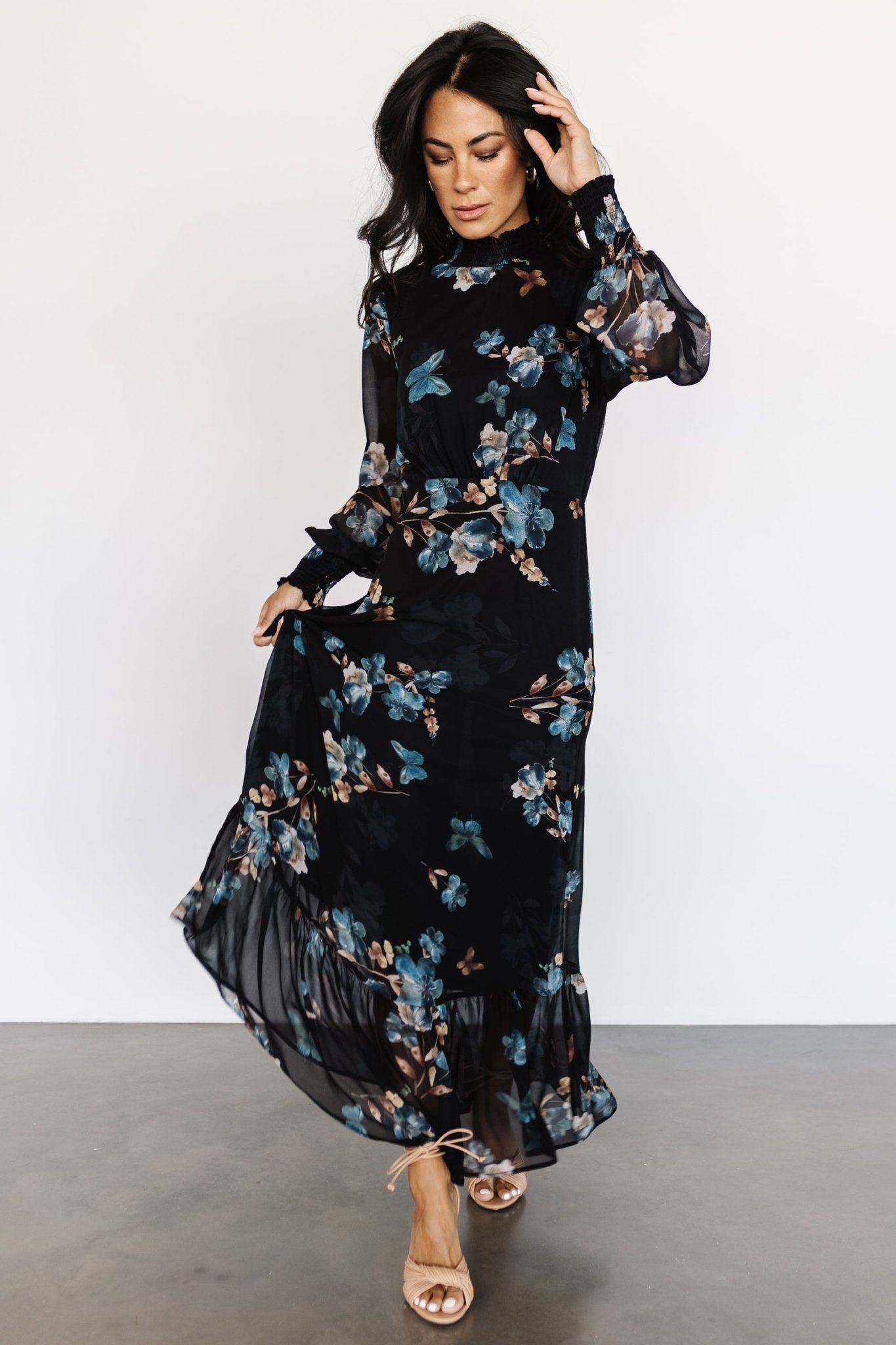 Luciana Maxi Dress | Black + Blue