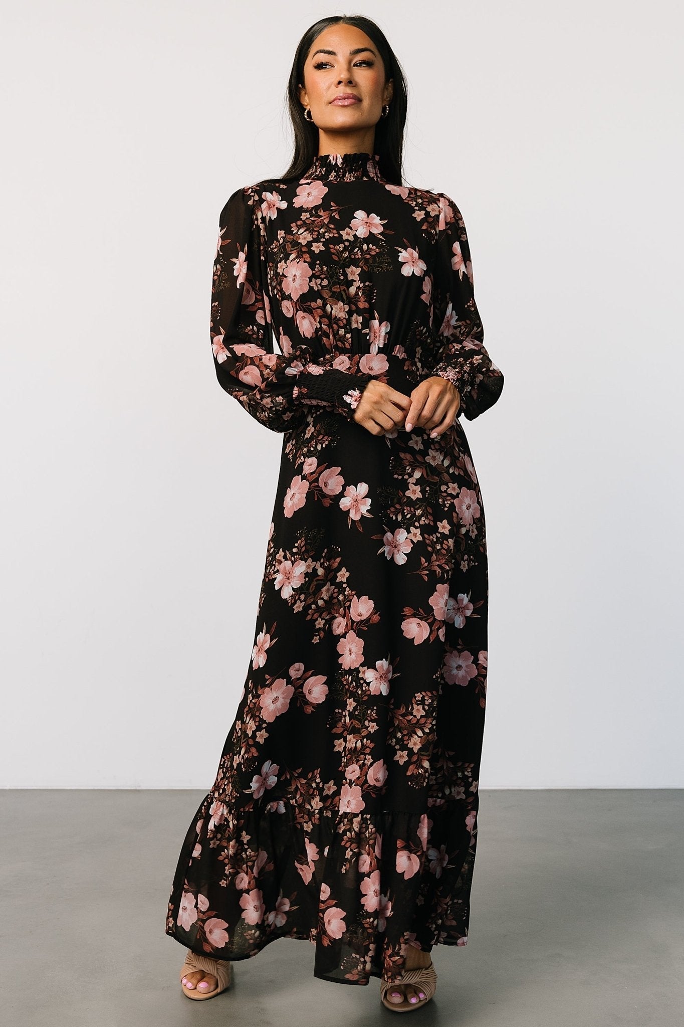 Luciana Maxi Dress | Black + Mauve