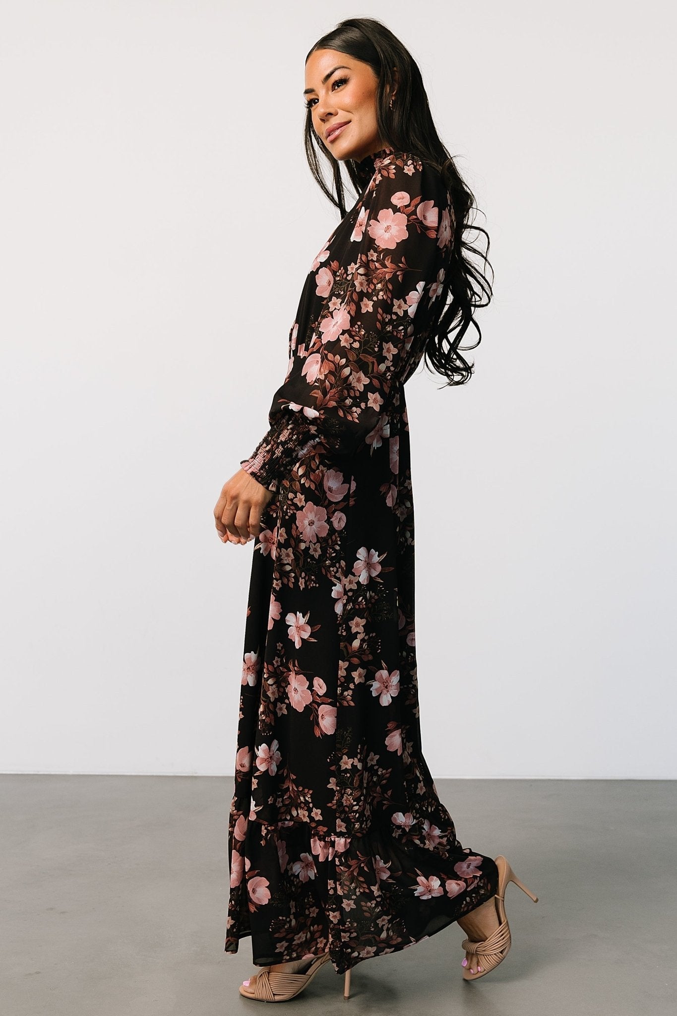 Luciana Maxi Dress | Black + Mauve