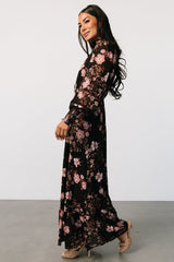 Luciana Maxi Dress | Black + Mauve
