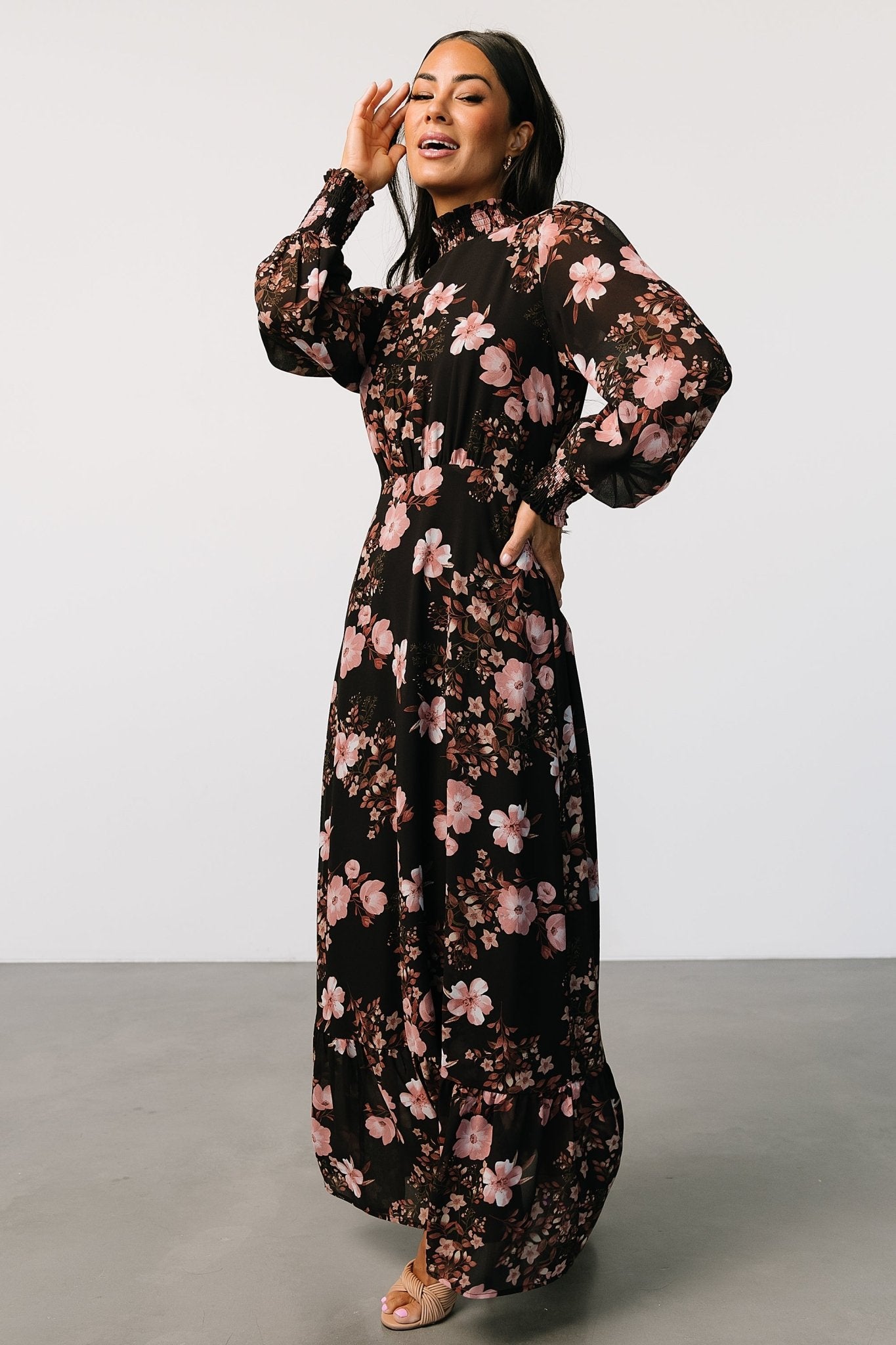 Luciana Maxi Dress | Black + Mauve