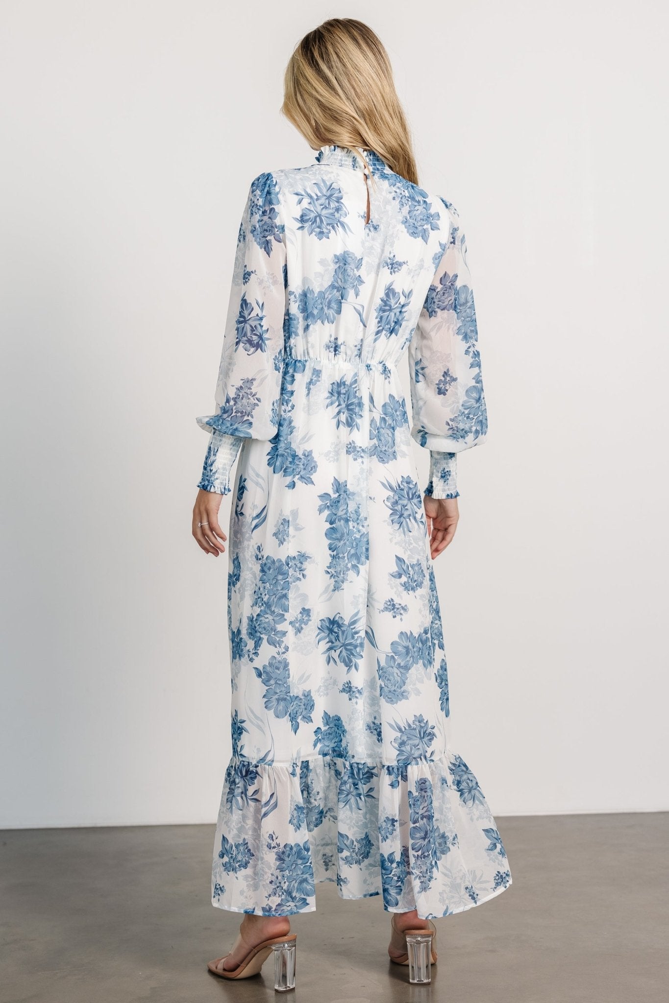 Luciana Maxi Dress | Off White + Blue