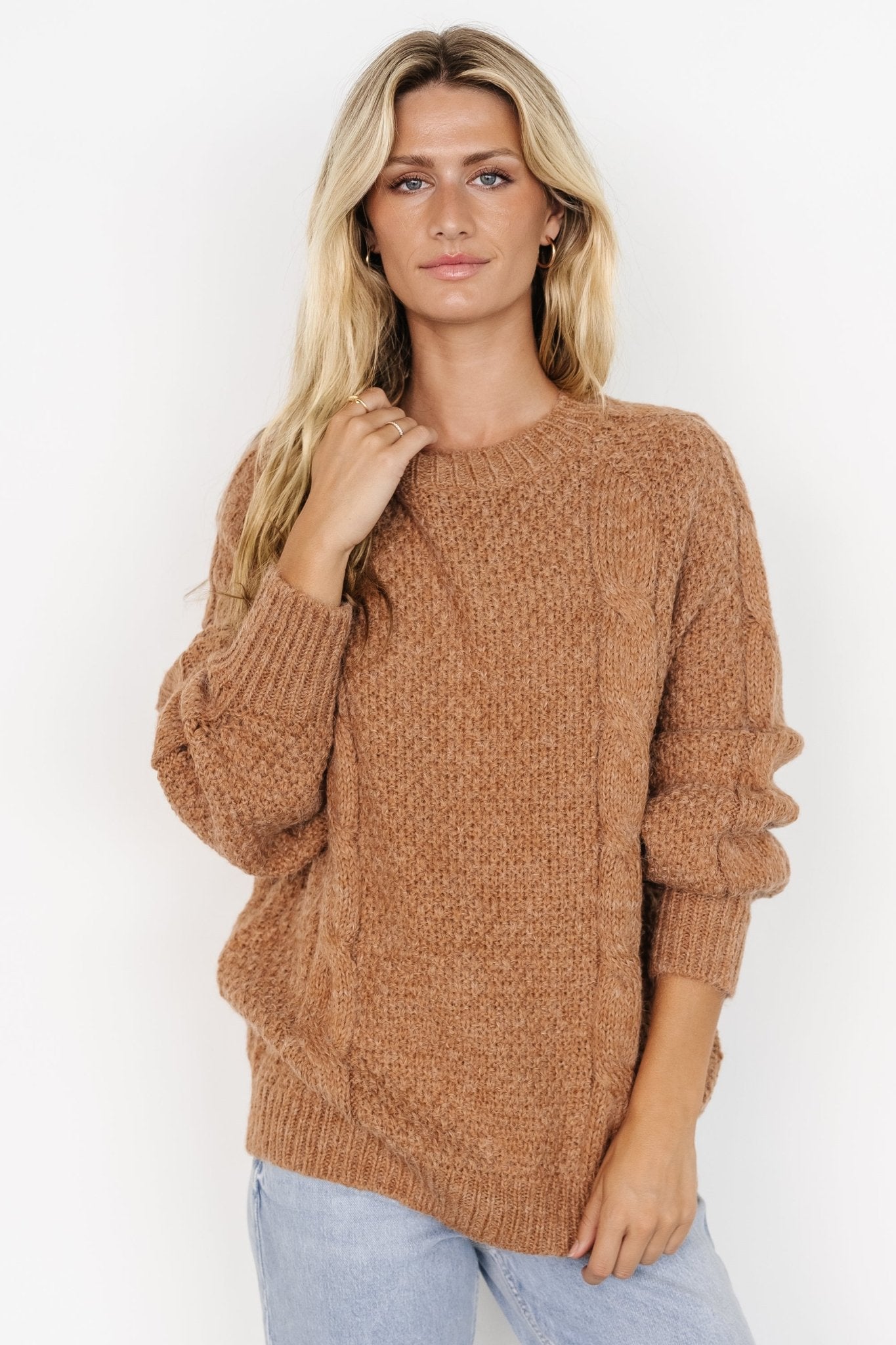 Lukas Cable Knit Sweater | Camel