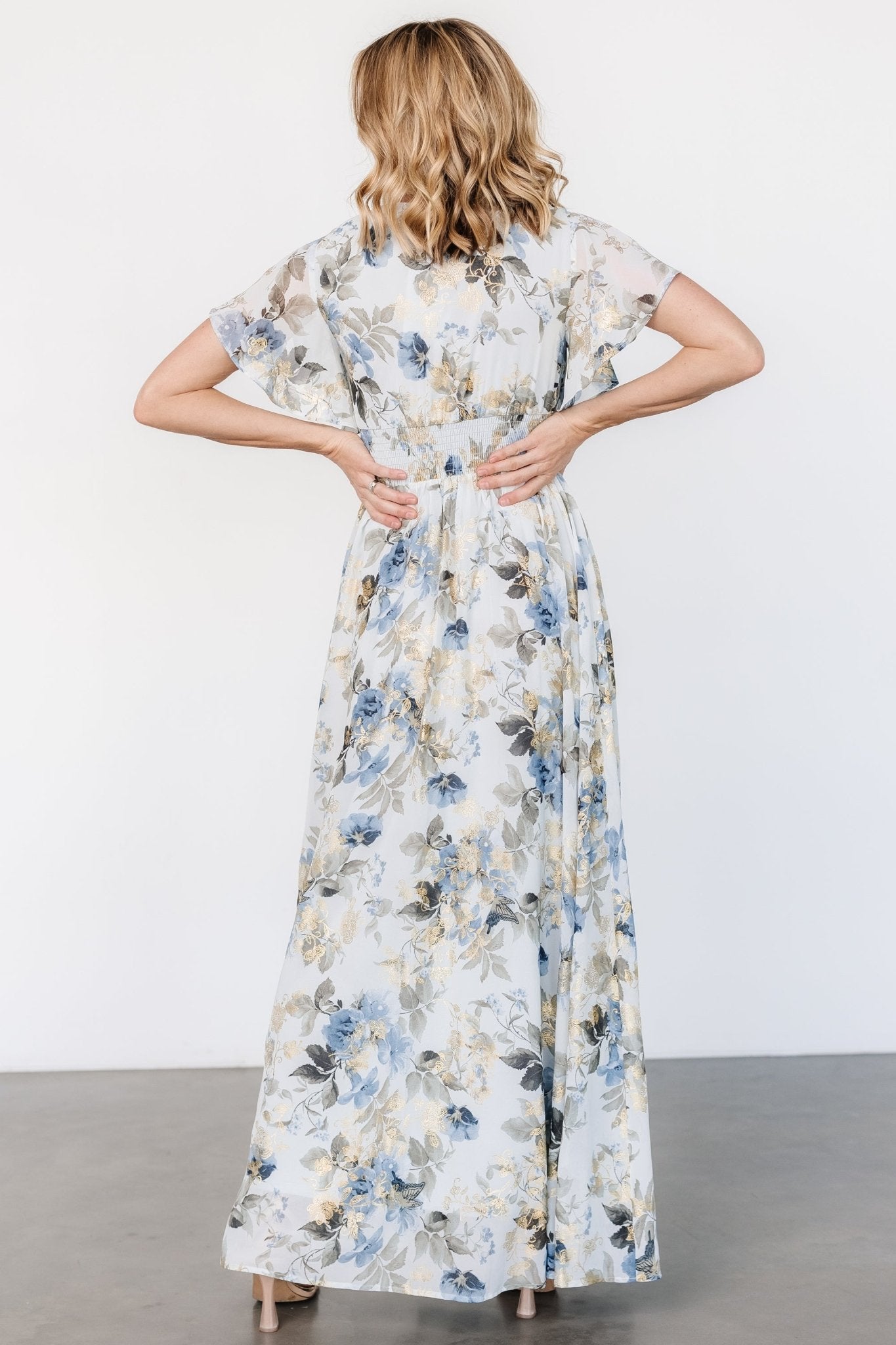 Lynlee Metallic Maxi Dress | Dusty Blue