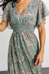 Lynlee Metallic Maxi Dress | Eucalyptus