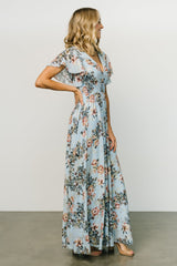 Lynlee Metallic Maxi Dress | Light Blue
