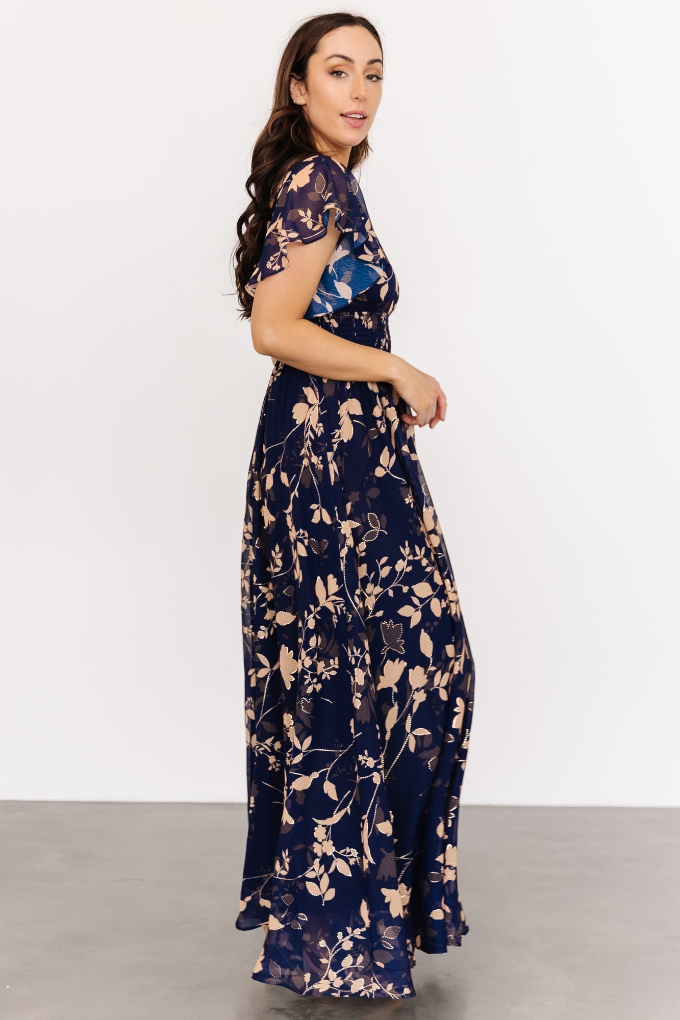 Lynlee Metallic Maxi Dress | Navy