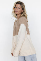 Mabel Cuffed Sweater | Cream + Taupe