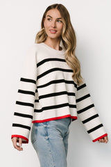 Madilyn Striped Sweater | Off White + Black