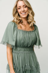 Magdalena Tulle Maxi Dress | Eucalyptus