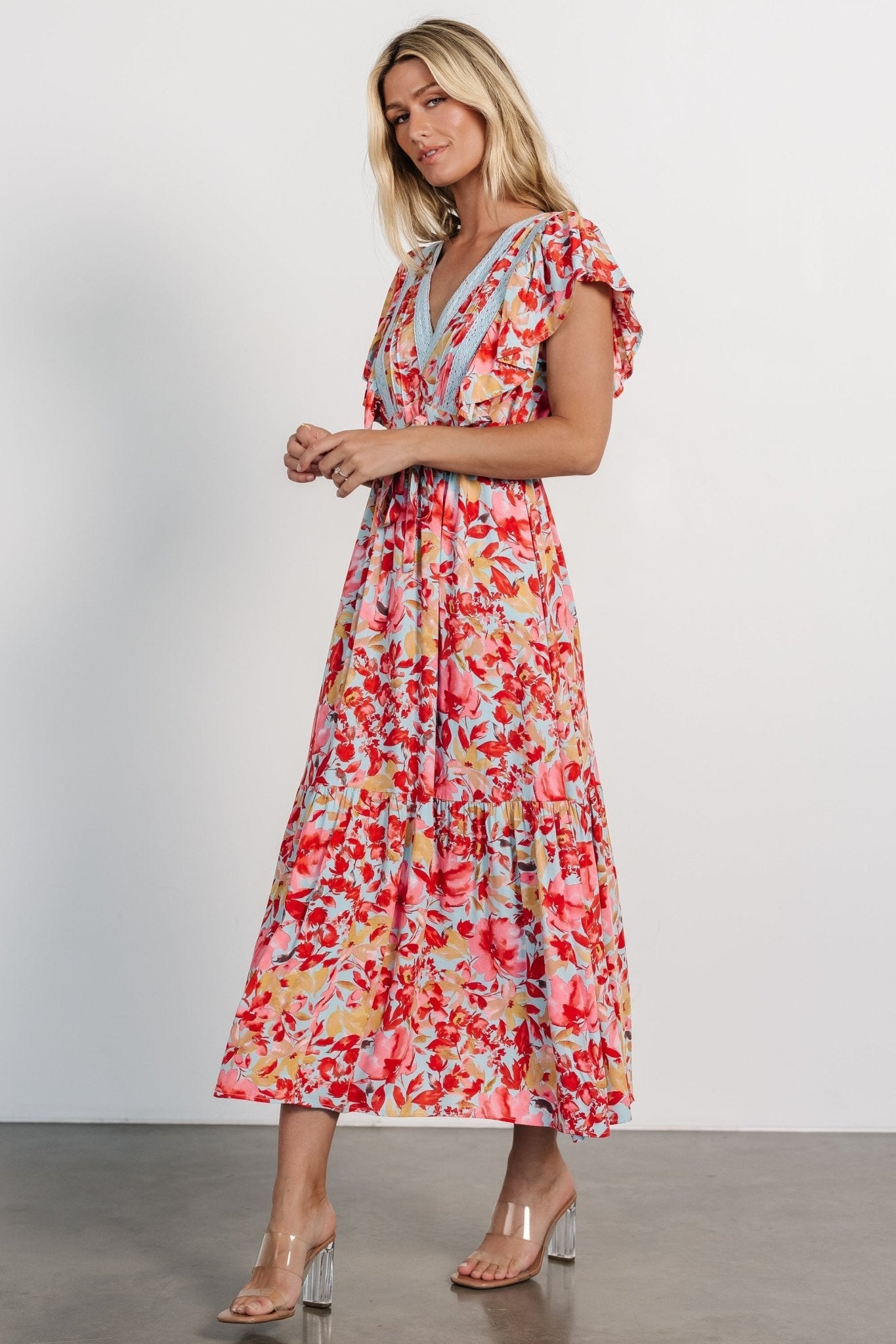 Maggie Maxi Dress | Blue + Coral Multi