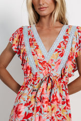 Maggie Maxi Dress | Blue + Coral Multi