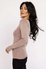 Maria Sweetheart Ribbed Top | Tan