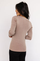 Maria Sweetheart Ribbed Top | Tan