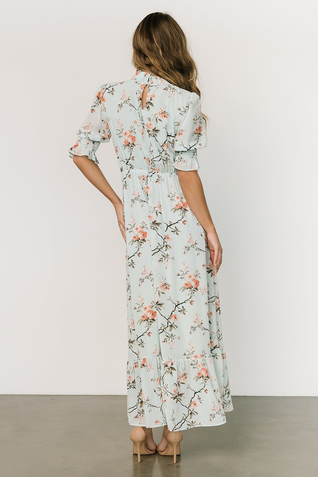 Marie Mock Neck Maxi Dress | Sage Floral