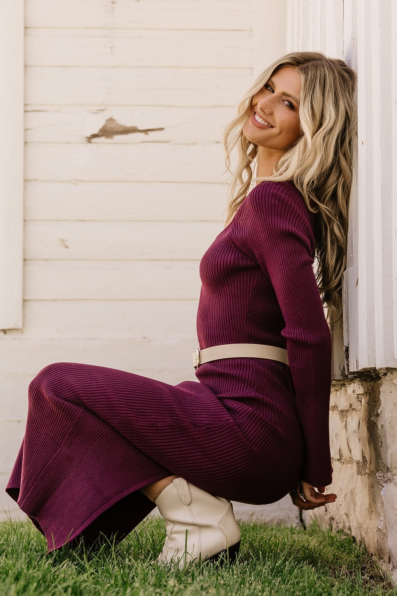 Marika Ribbed Dress | Wine