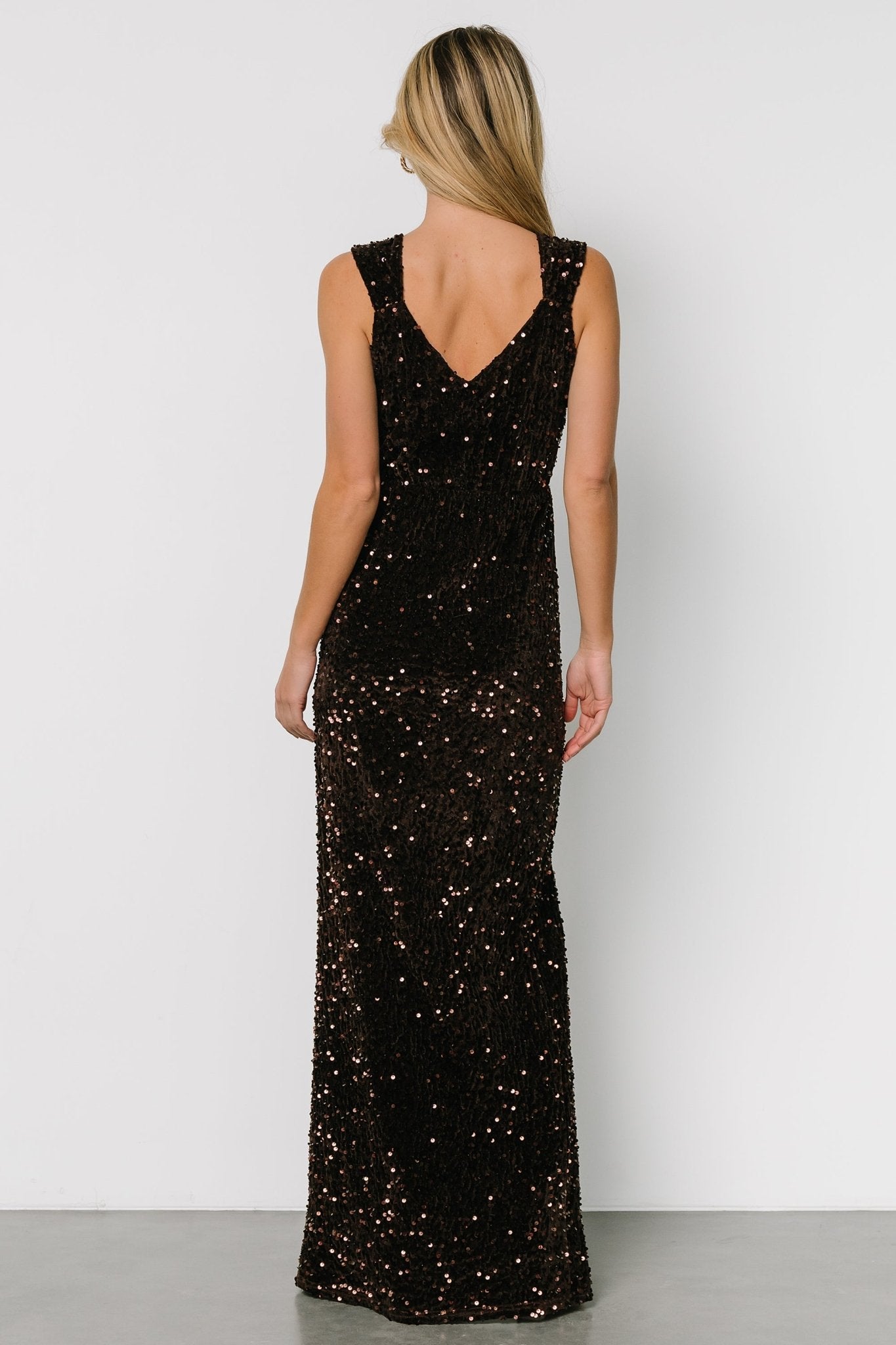Marilyn Sequin Maxi Gown | Dark Brown