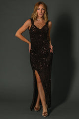 Marilyn Sequin Maxi Gown | Dark Brown