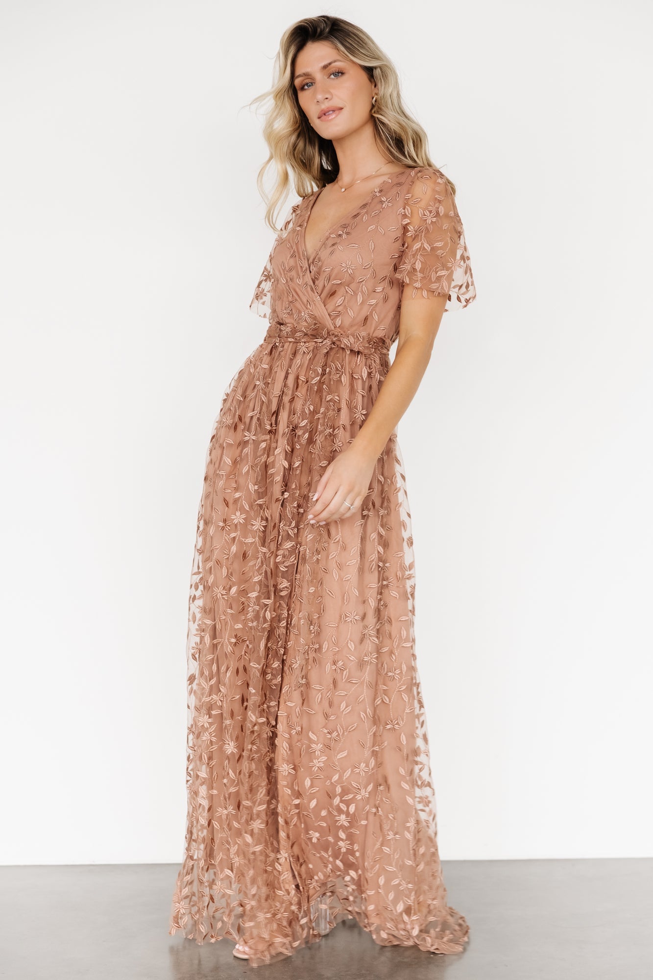 Marseille Embossed Maxi Dress | Nude Rose