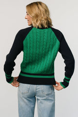 Marsha Cable Knit Sweater | Green + Navy