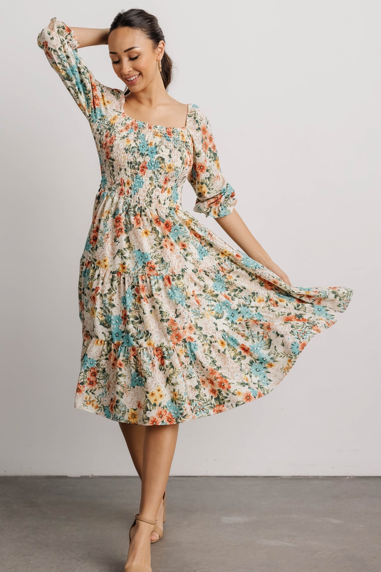 Marta Smocked Midi Dress | Summer Floral