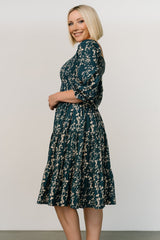 Marta Smocked Midi Dress | Topaz + Blush