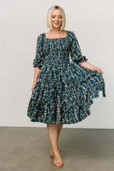 Marta Smocked Midi Dress | Topaz + Blush