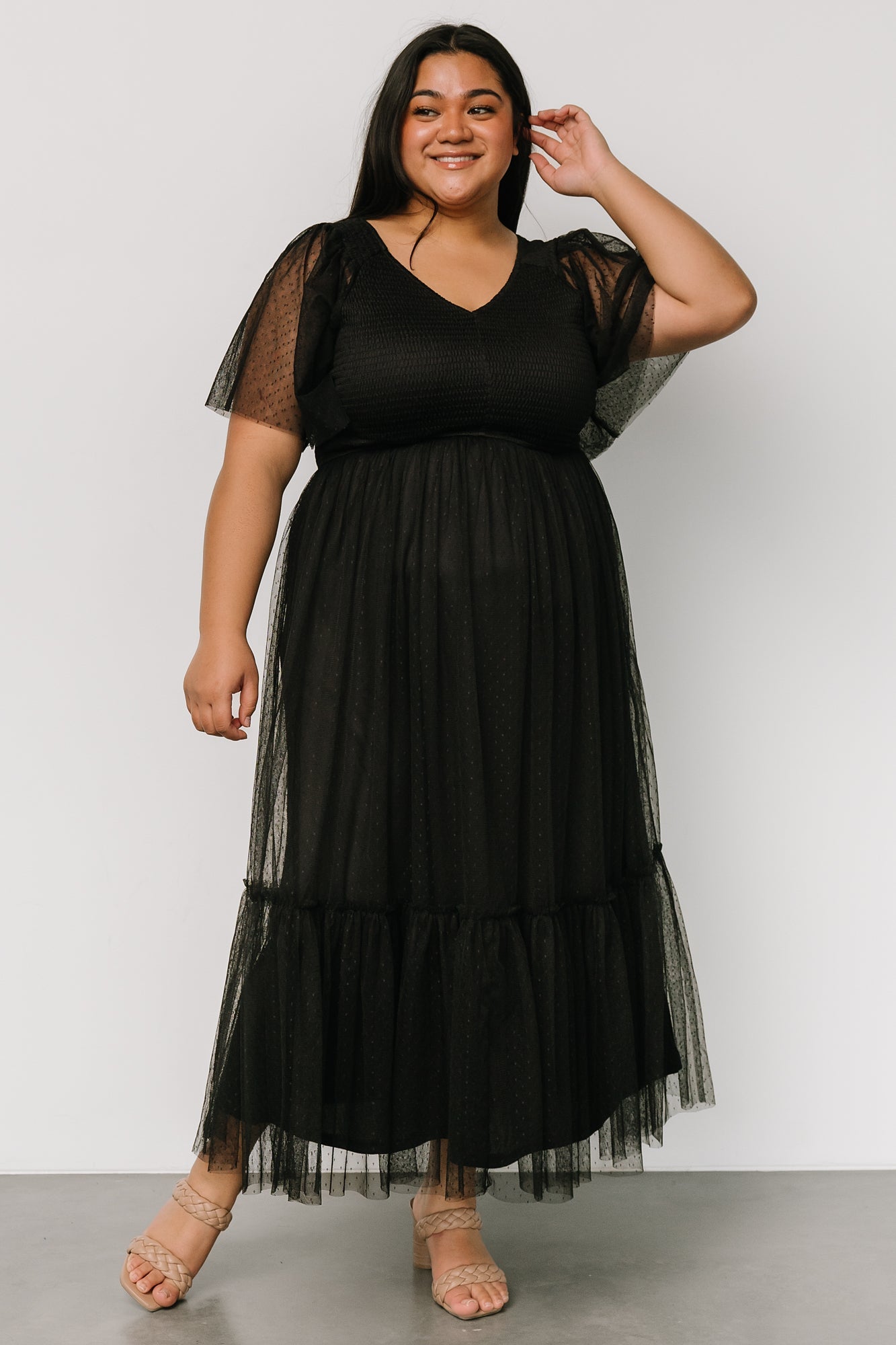 Martha Smocked Tulle Dress | Black