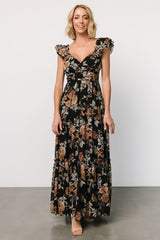Martina Maxi Dress | Black + Copper Floral