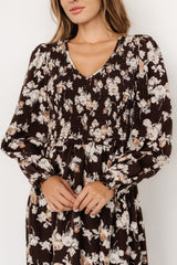 Matilda Smocked Midi Dress | Brown Floral