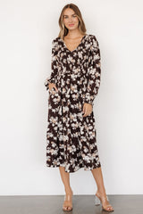 Matilda Smocked Midi Dress | Brown Floral
