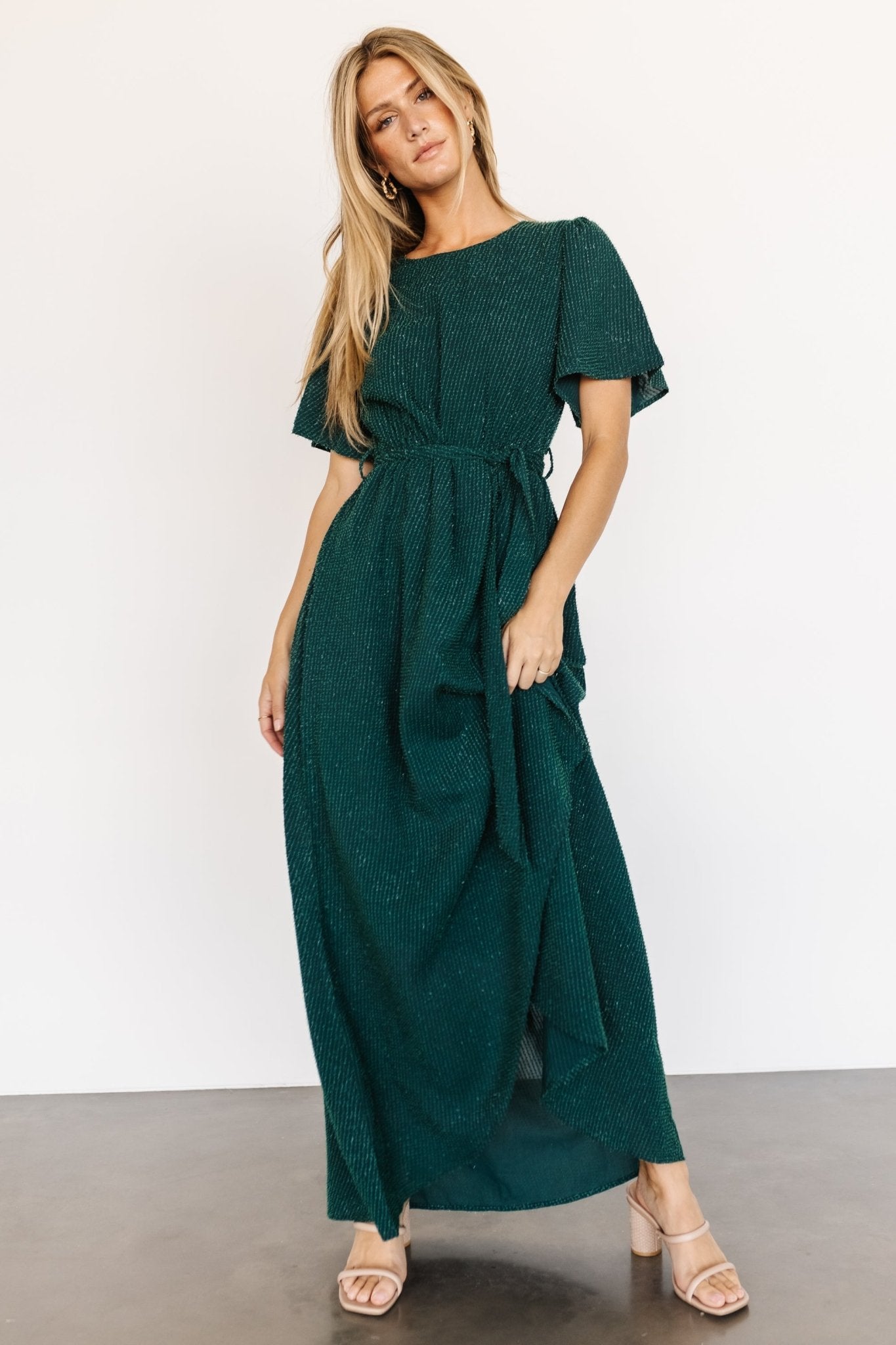 McCall Textured Maxi Dress | Dark Green