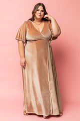 Meghan Velvet Wrap Maxi Dress | Champagne