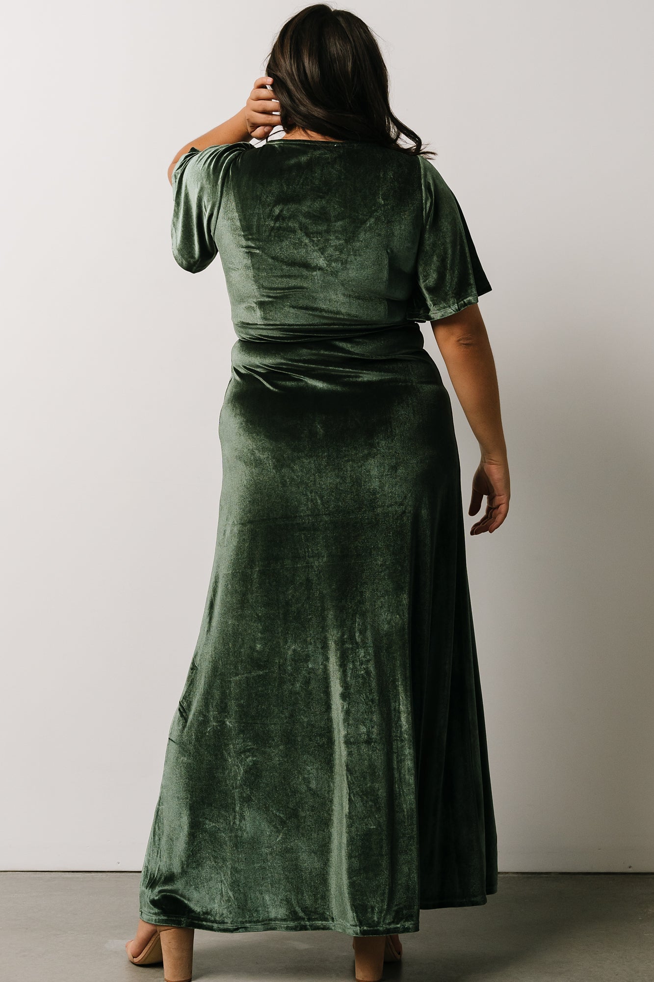 Meghan Velvet Wrap Maxi Dress | Deep Green
