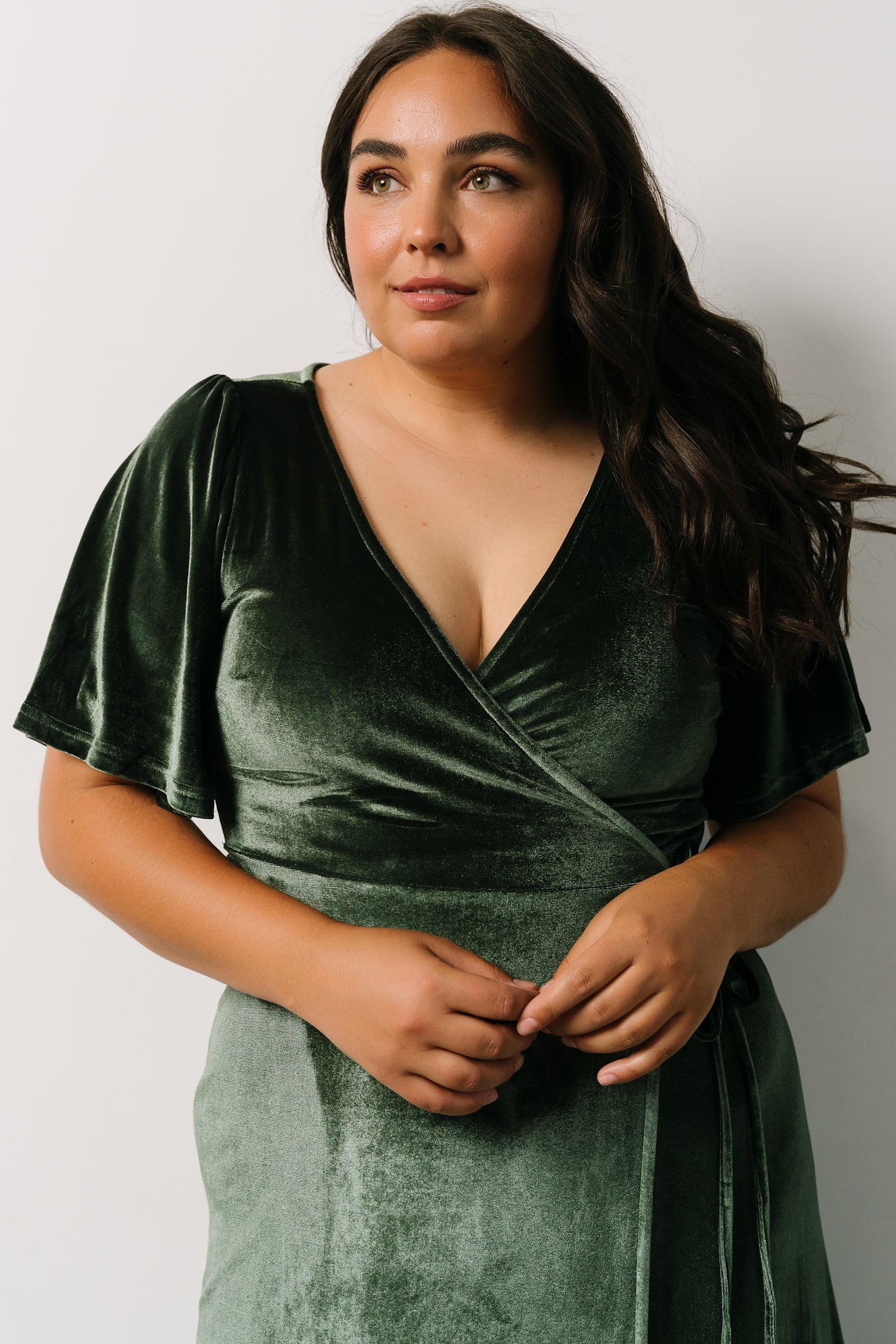 Meghan Velvet Wrap Maxi Dress | Deep Green