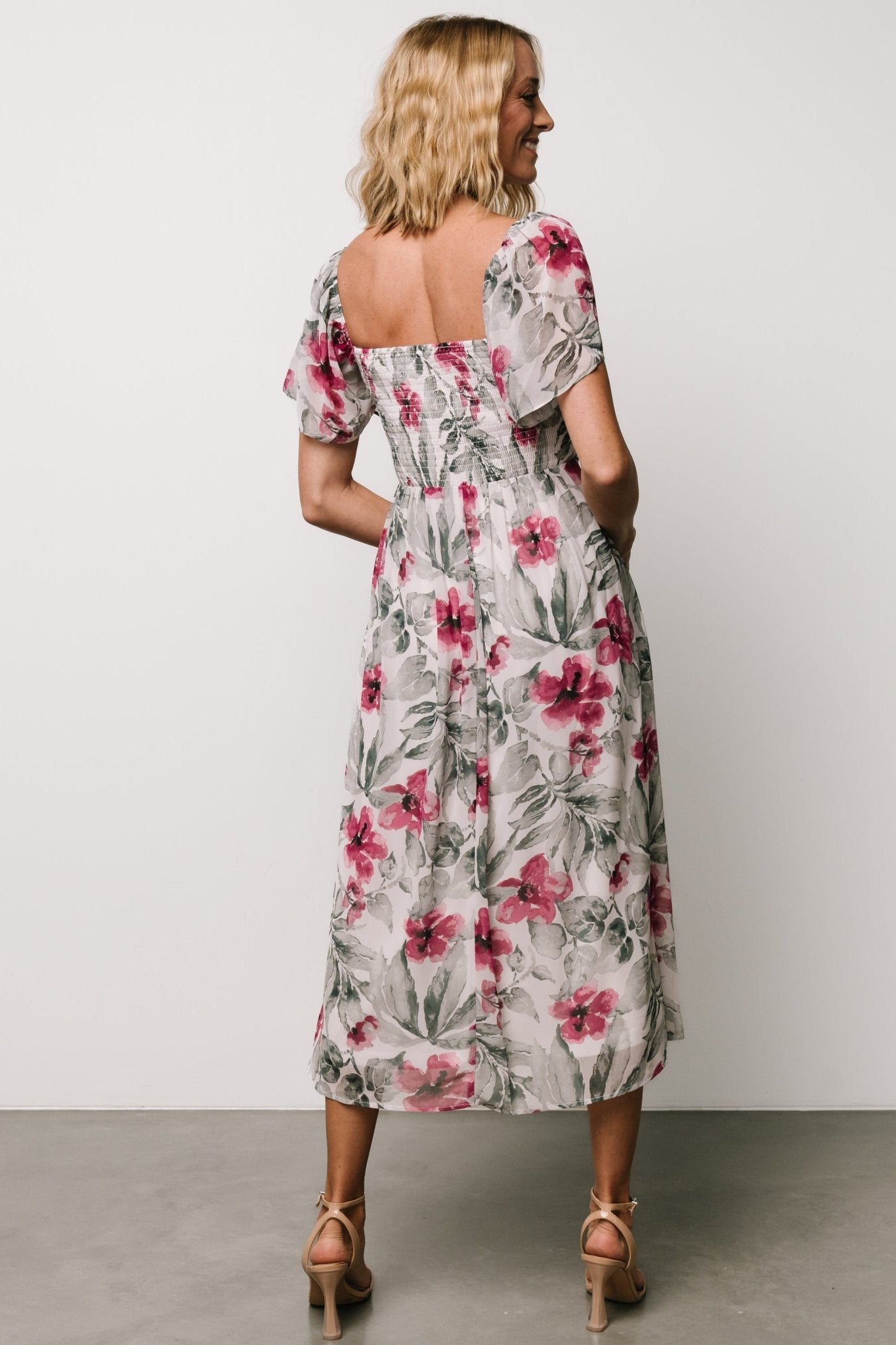 Melinda Midi Dress | Pink Floral
