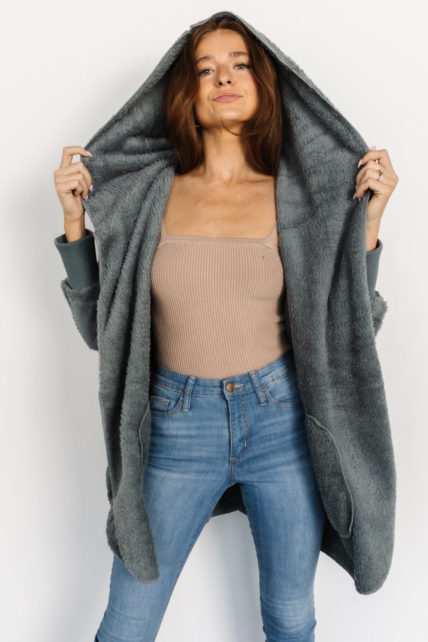 Melrose Teddy Jacket | Dusty Blue