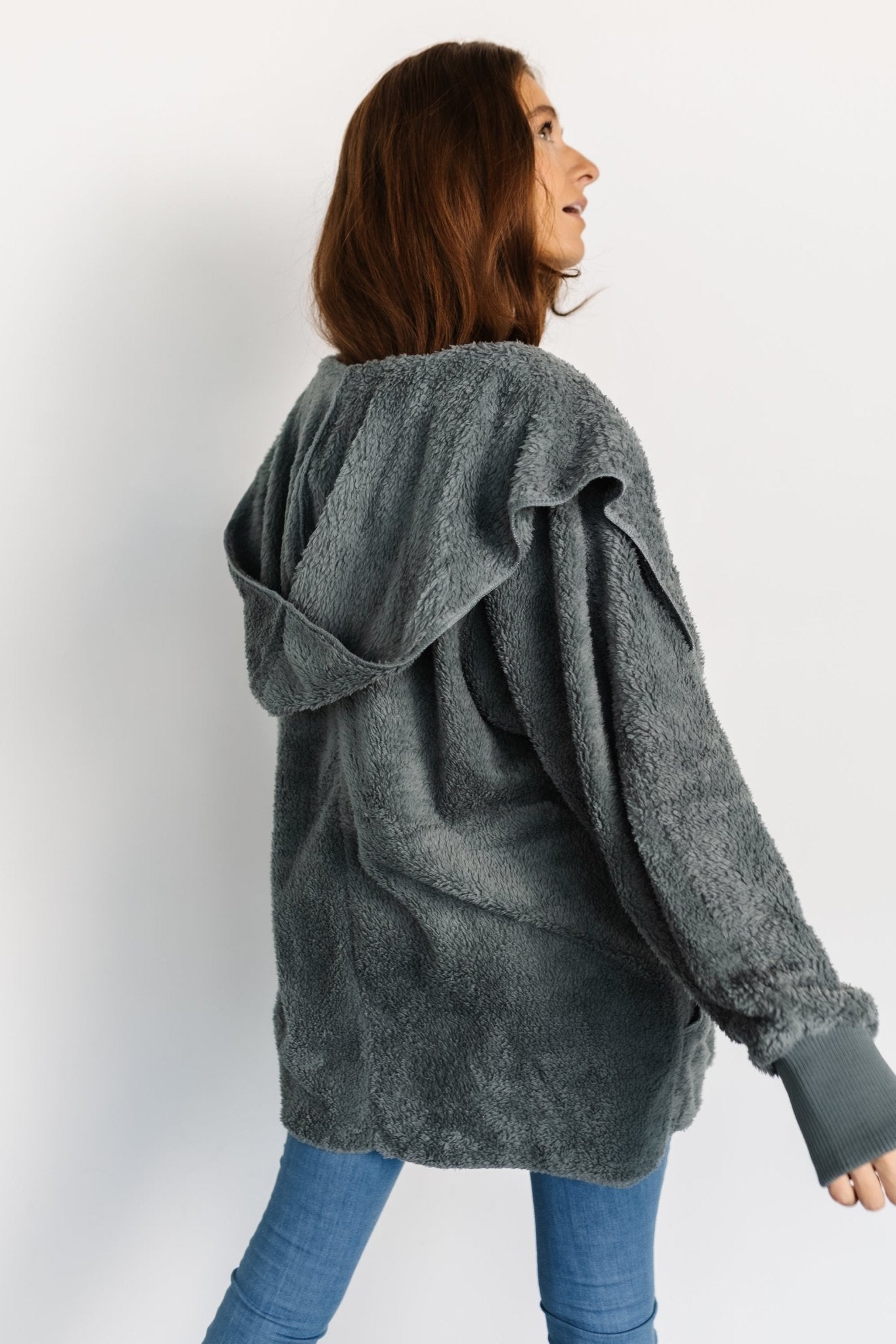 Melrose Teddy Jacket | Dusty Blue