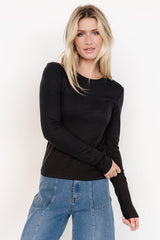 Menka Ribbed Top | Black