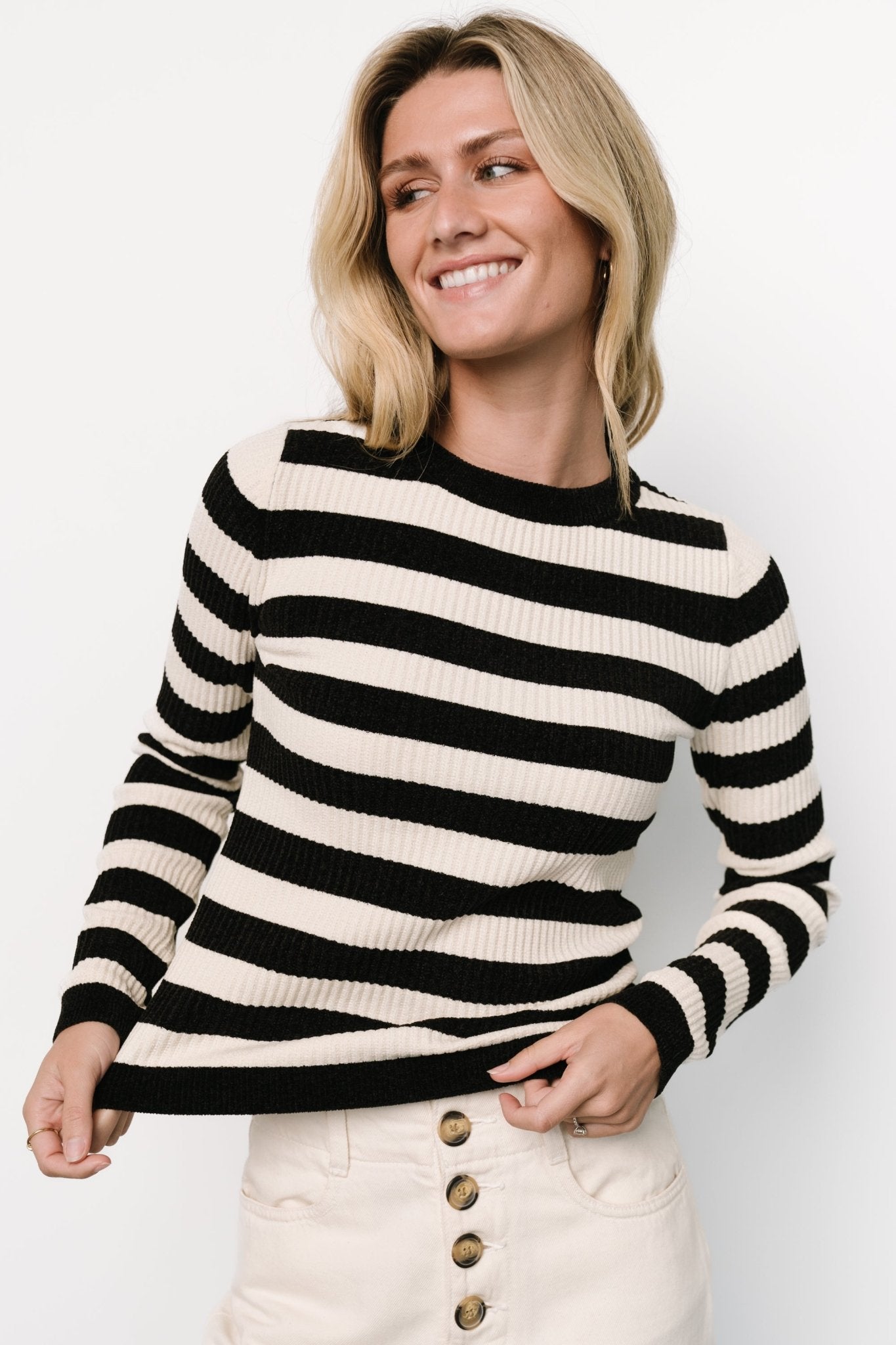 Milwaukee Striped Sweater | Black + Ivory