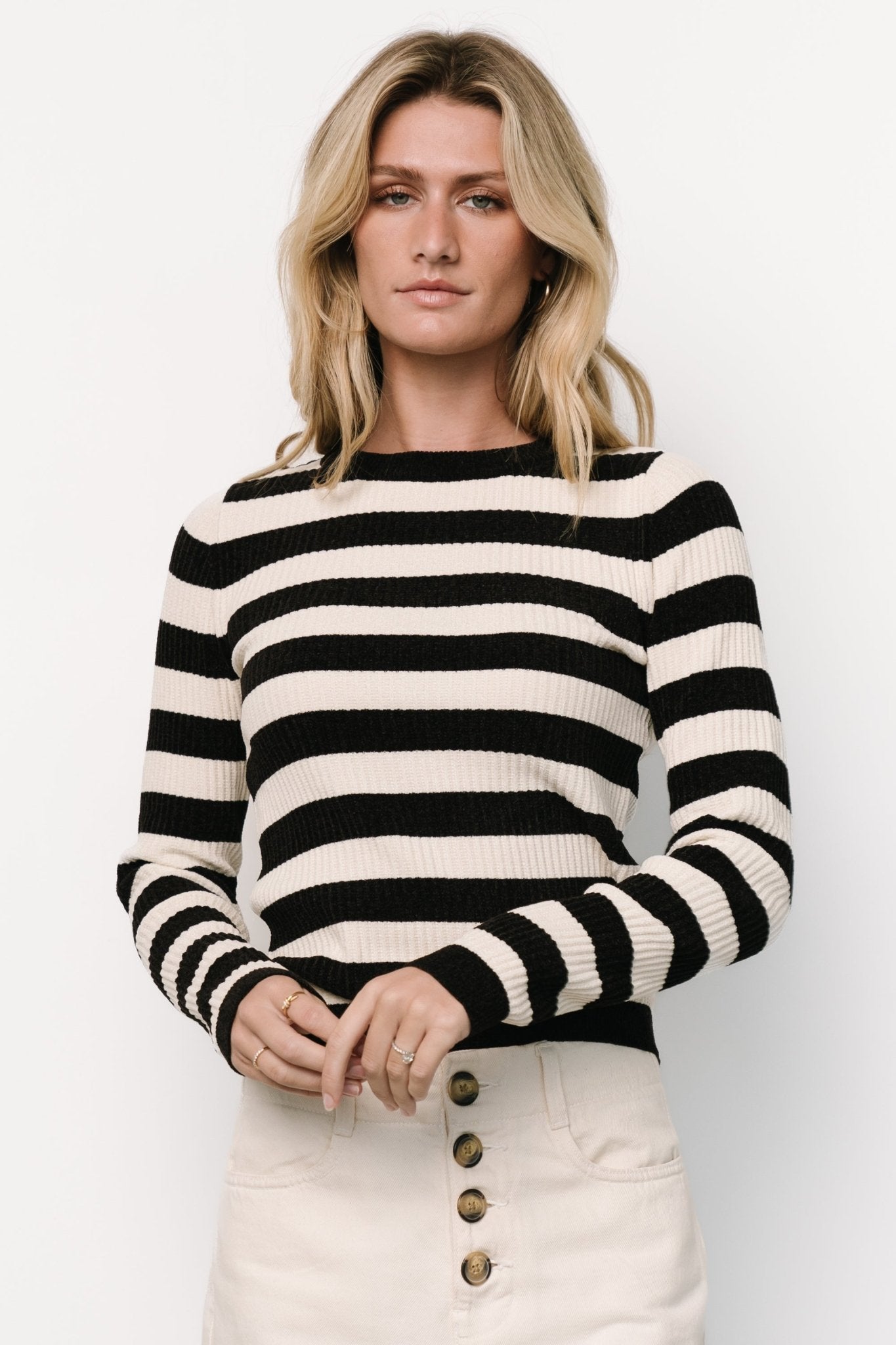 Milwaukee Striped Sweater | Black + Ivory