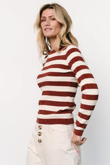 Milwaukee Striped Sweater | Burgundy + Ivory